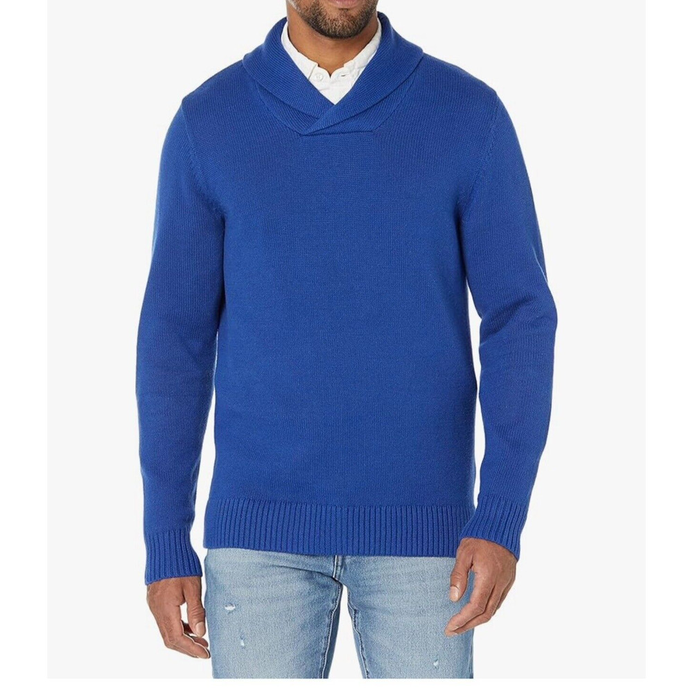 Goodthreads Men's Soft Cotton Shawl Sweater Bright Blue Size S !!NEW